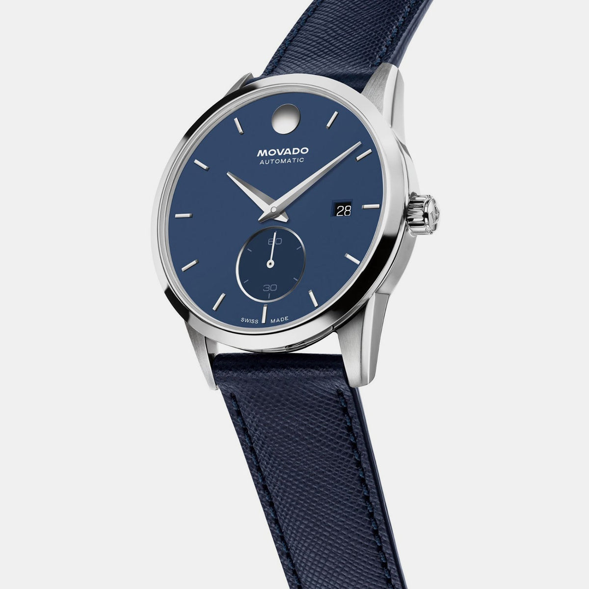 Movado Museum Taga Men Automatic Blue Dial Analog Stainless Steel Watch 608077