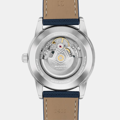 Movado Museum Taga Men Automatic Blue Dial Analog Stainless Steel Watch 608077