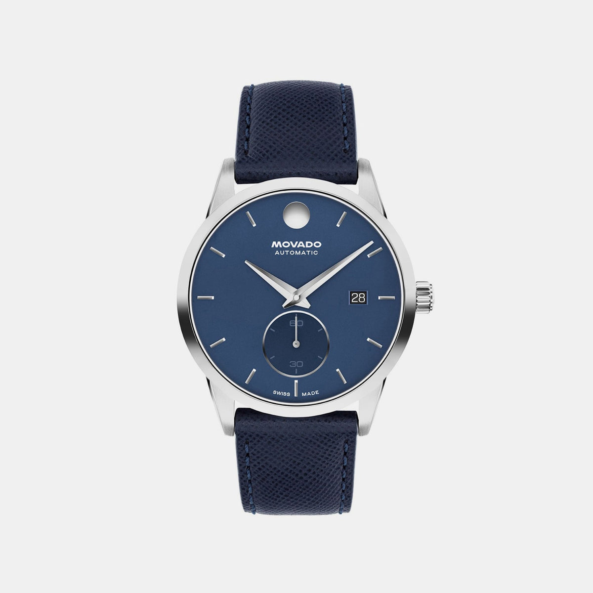 Movado Museum Taga Men Automatic Blue Dial Analog Stainless Steel Watch 608077