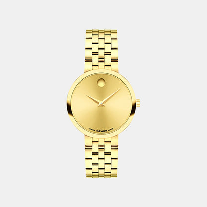 Movado Museum Classic Women Quartz Gold Dial Analog Stainless Steel Watch 608203