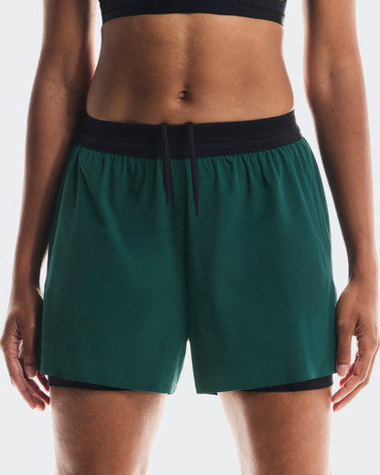 On 3" Performance 2/1 Shorts Spirulina | Black (Women's)