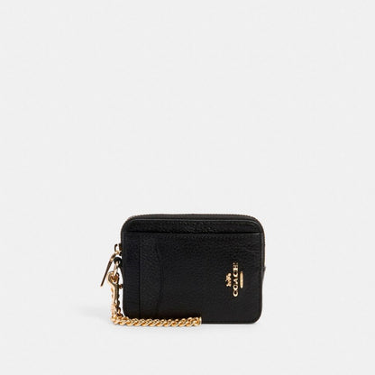 Coach Zip Card Case Gold Black