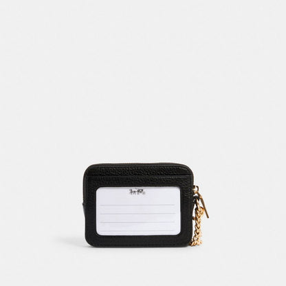 Coach Zip Card Case Gold Black