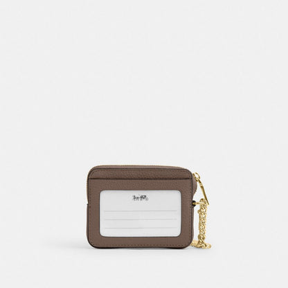 Coach Zip Card Case Gold Dark Stone