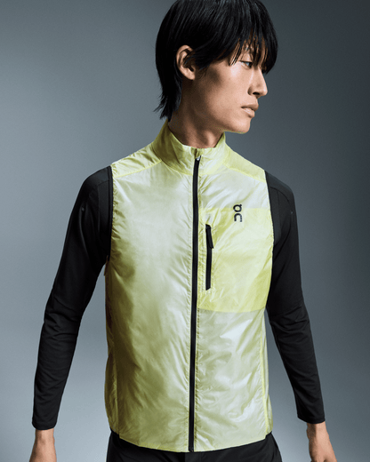 on weather vest Hay