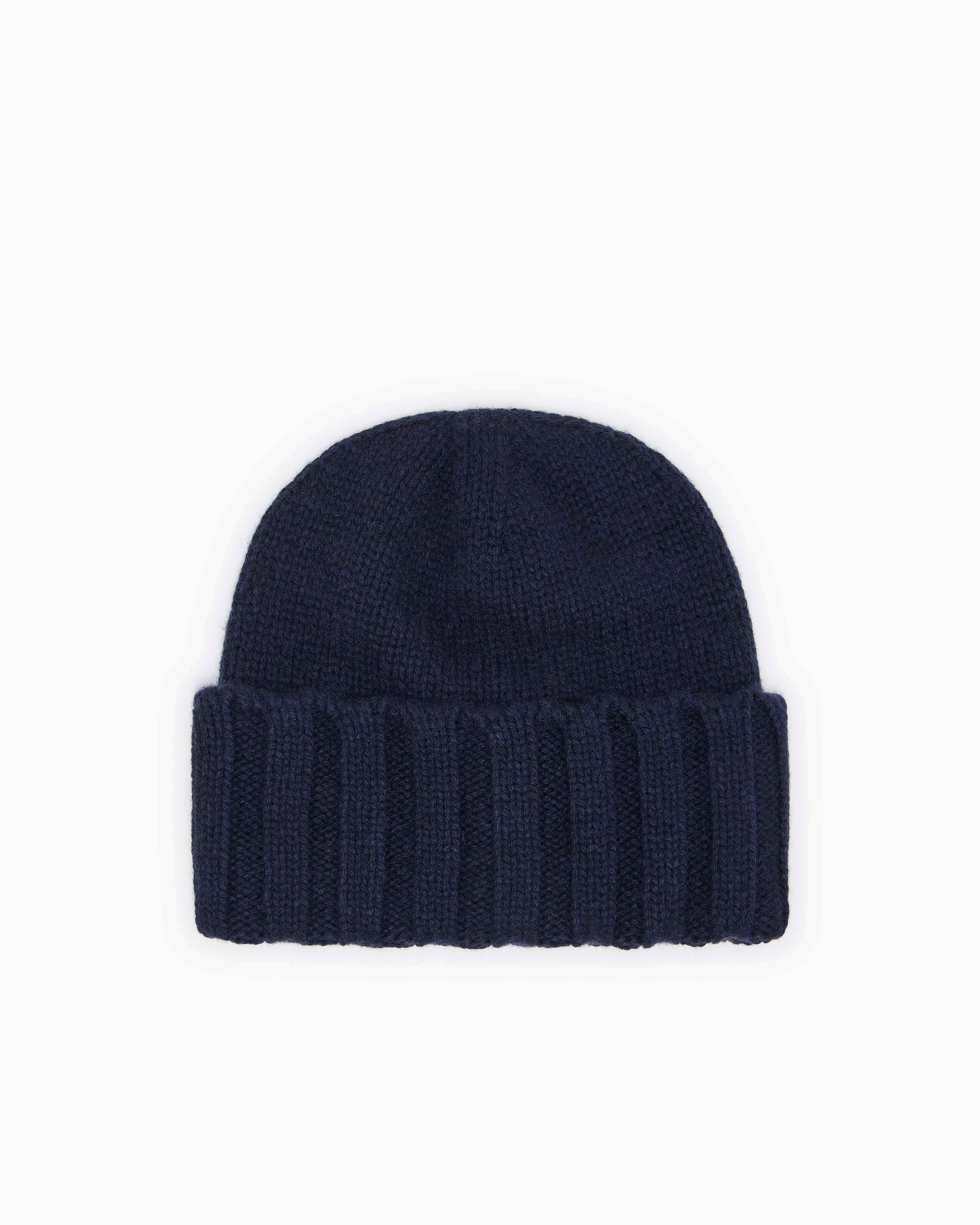 Emporio Armani Cashmere beanie with ribbed texture and cuff Essential