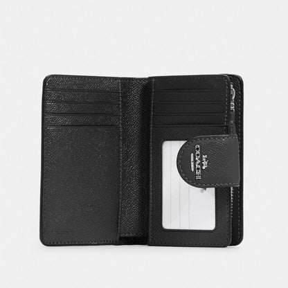 Coach Medium Corner Zip Wallet Silver Black