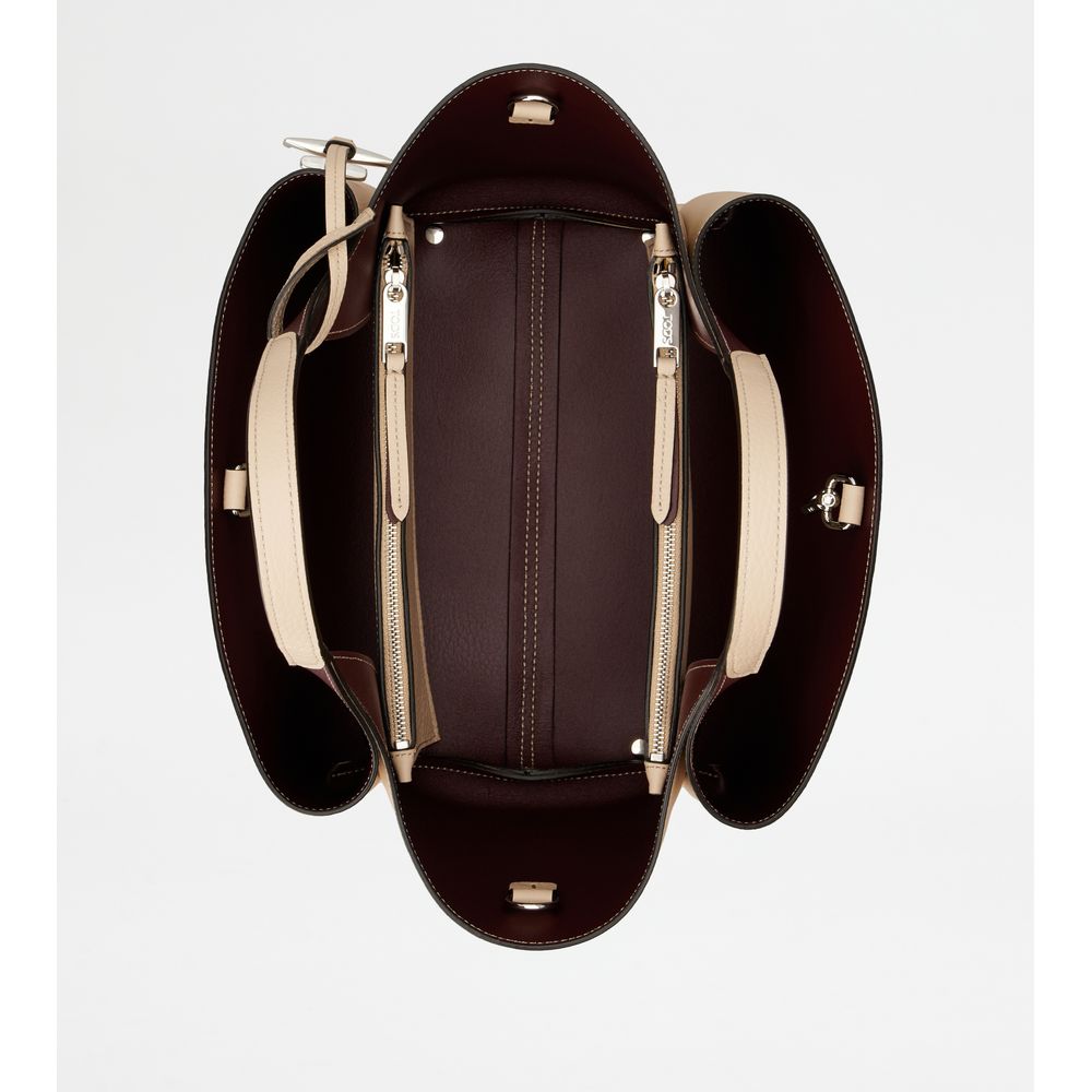 Tods Bag In Leather Mini Natural Burgundy