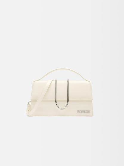 Jacquemus The Large Bambino Structured Shoulder-Bag In Brushed, Shiny Calf Leather Light Ivory