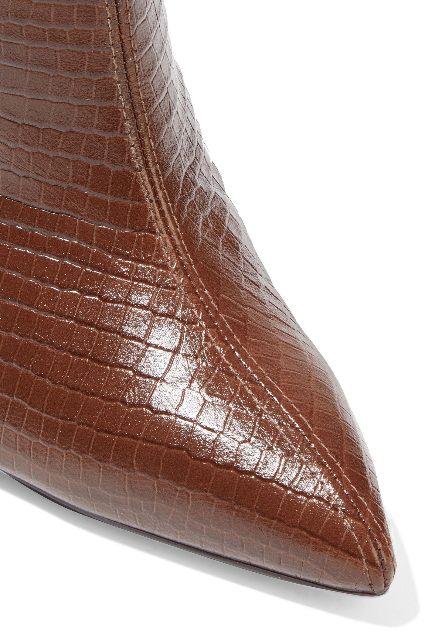 Stuart Weitzman Melena Croc-Effect Leather Ankle Boots Brown Women's