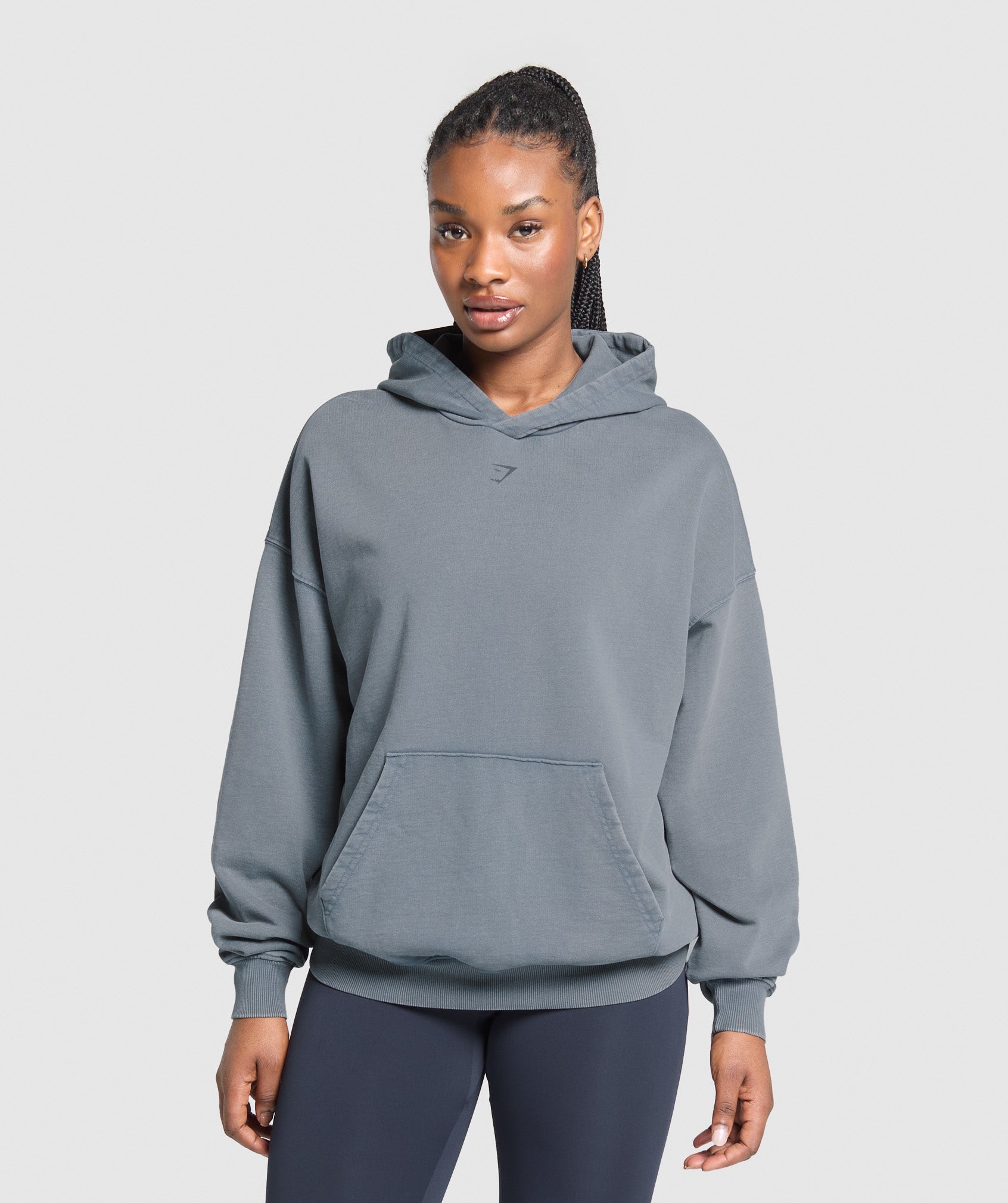 Women's Gymshark Gslc Graphic Oversized Hoodie   Iron Blue