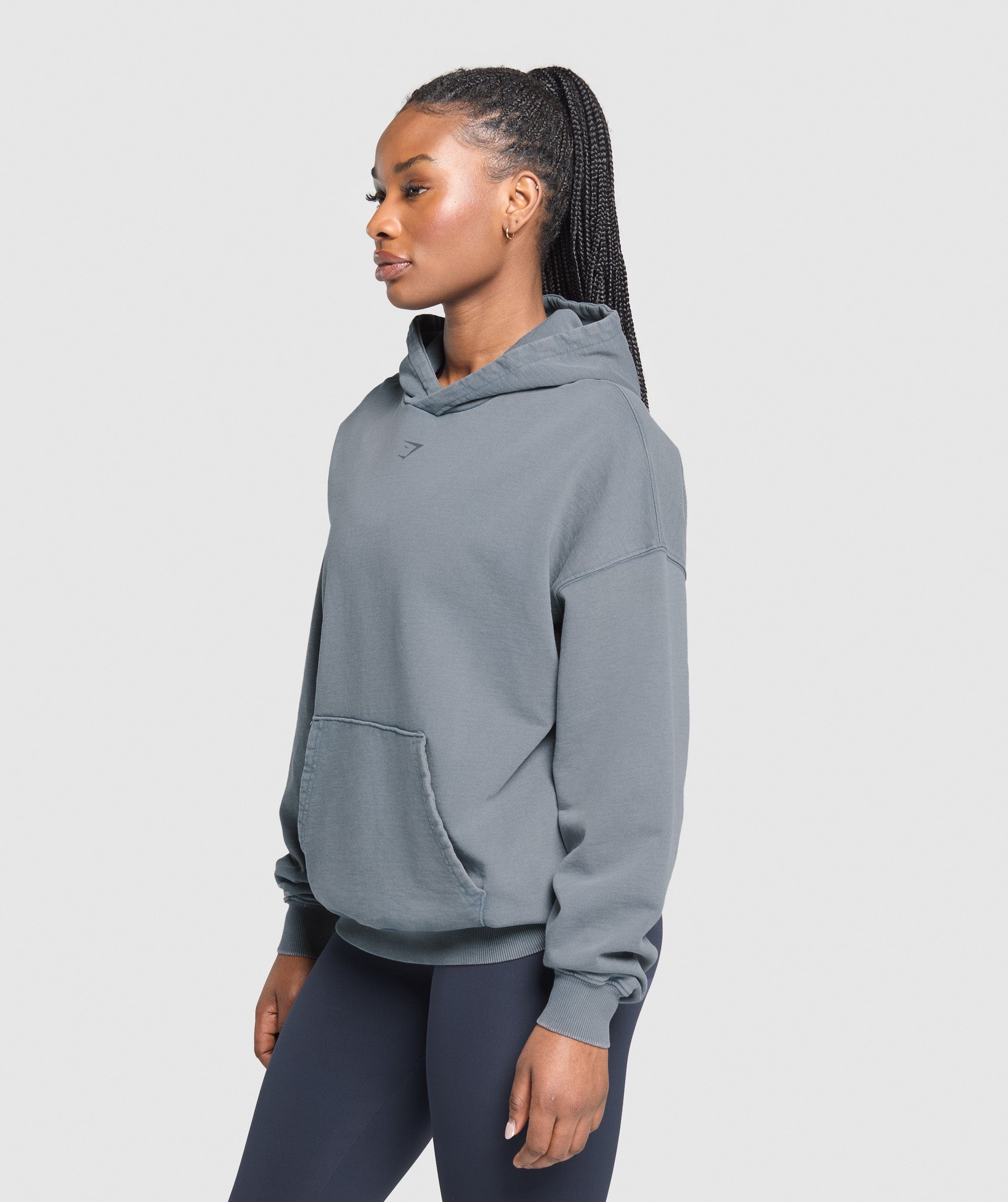 Women's Gymshark Gslc Graphic Oversized Hoodie   Iron Blue