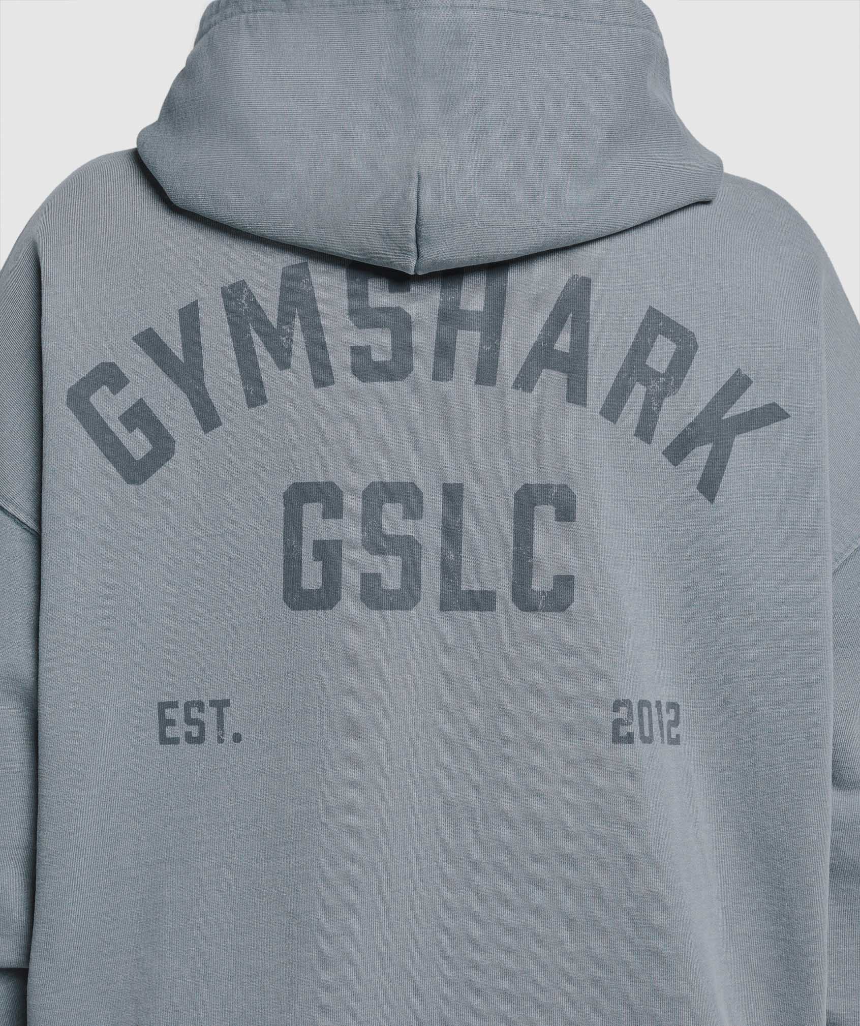 Women's Gymshark Gslc Graphic Oversized Hoodie   Iron Blue