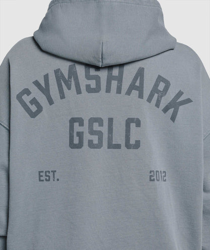 Women's Gymshark Gslc Graphic Oversized Hoodie   Iron Blue