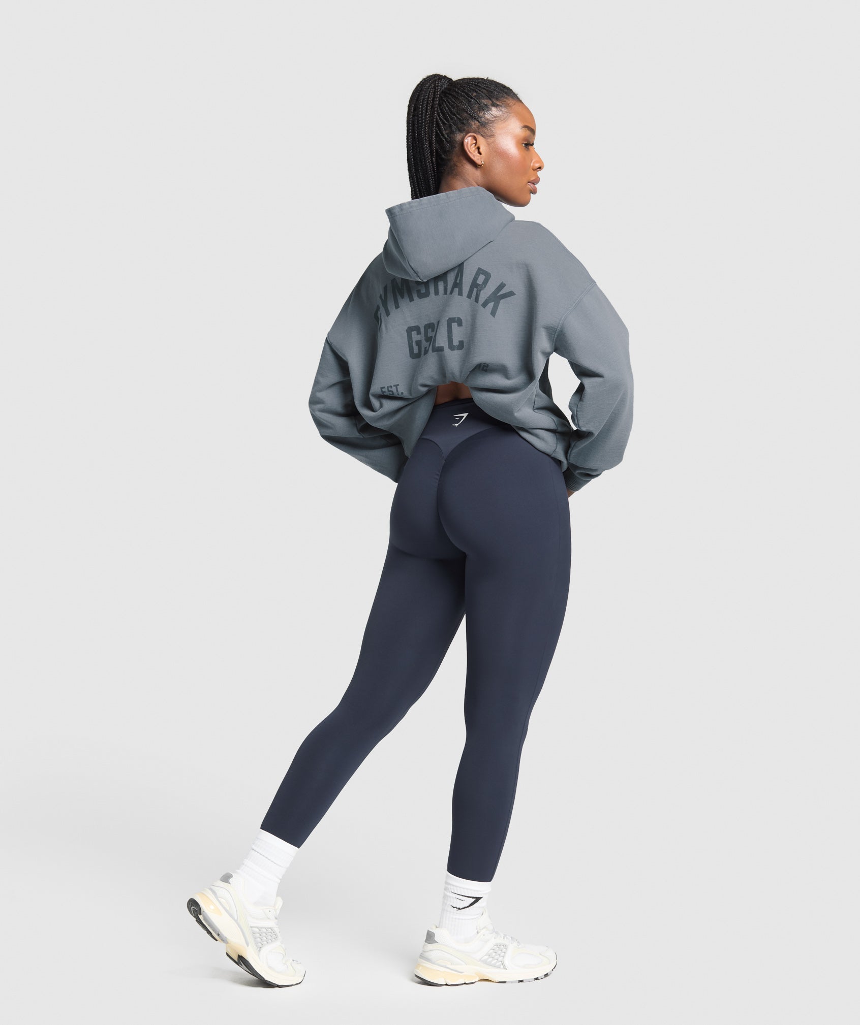 Women's Gymshark Gslc Graphic Oversized Hoodie   Iron Blue