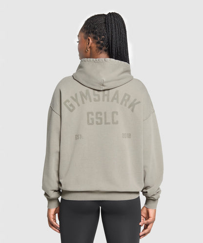 Women's Gymshark Gslc Graphic Oversized Hoodie Linen Brown