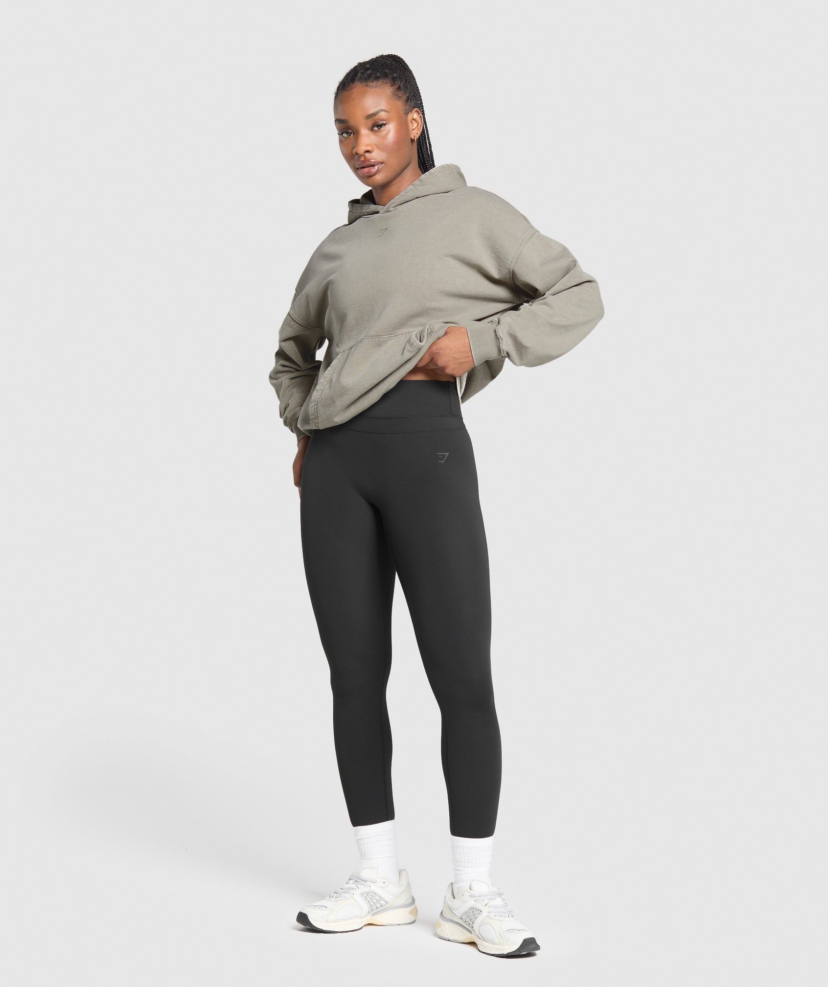 Women's Gymshark Gslc Graphic Oversized Hoodie Linen Brown