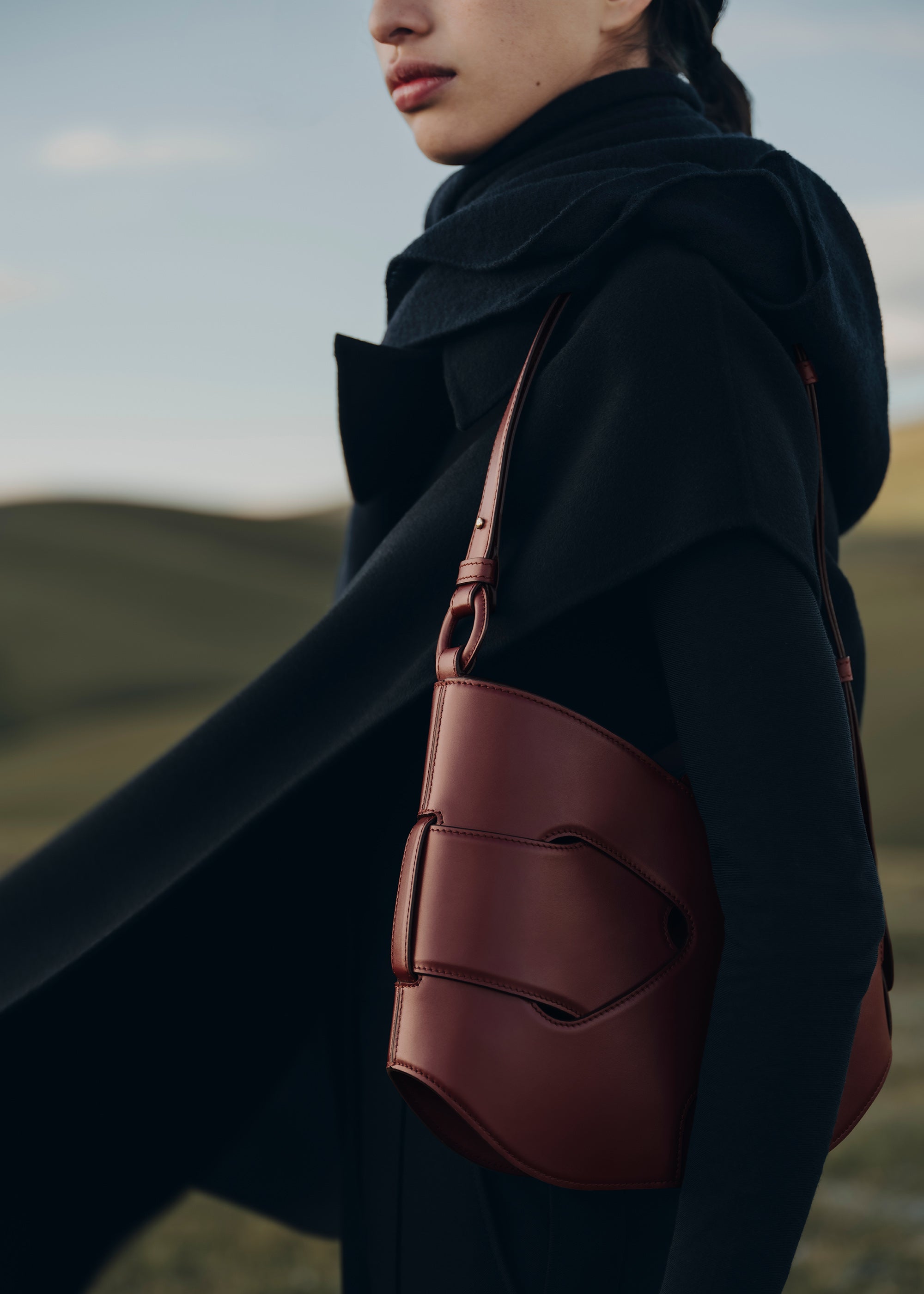 Polene Nodde Hobo Smooth Black Cherry