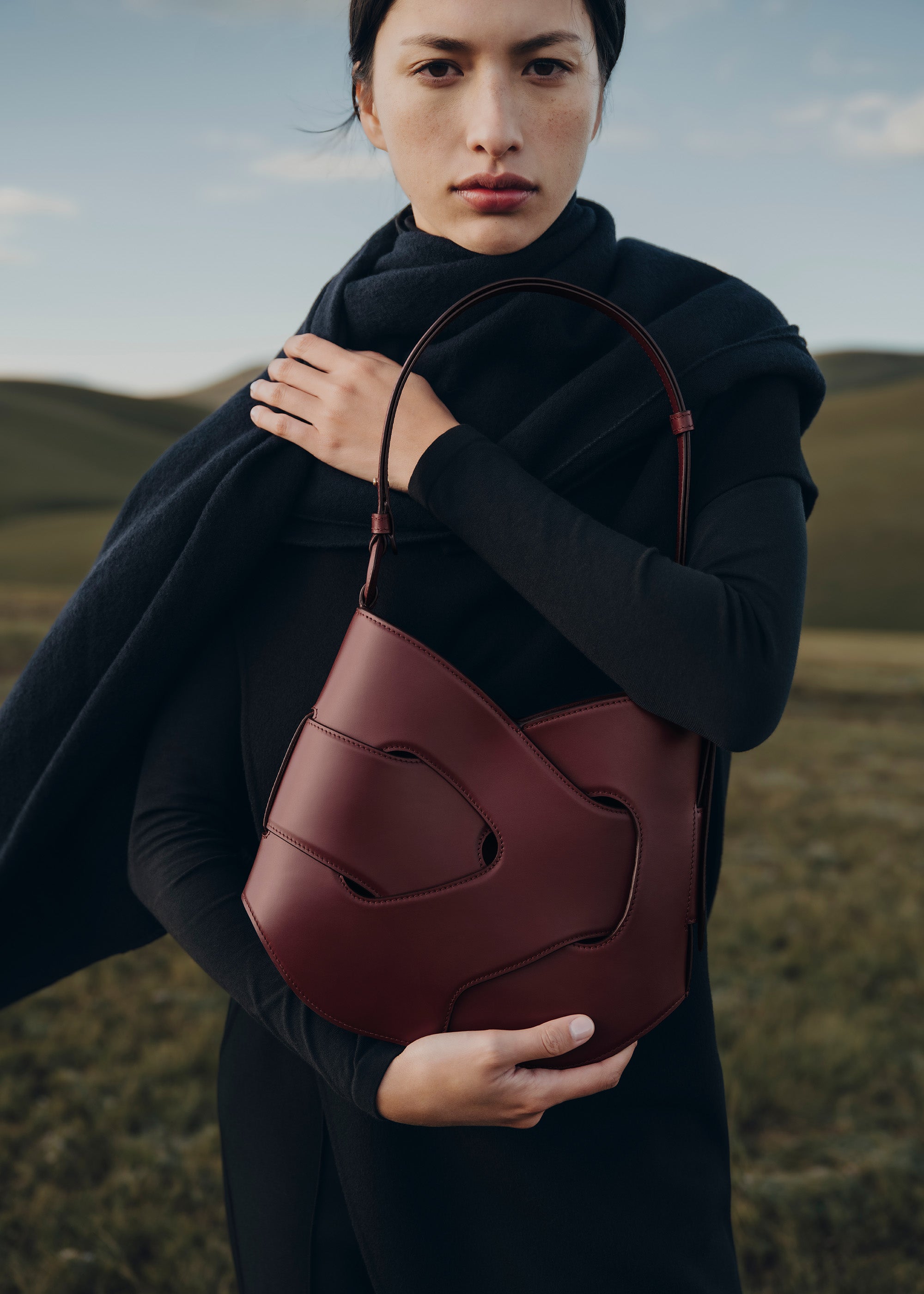 Polene Nodde Hobo Smooth Black Cherry