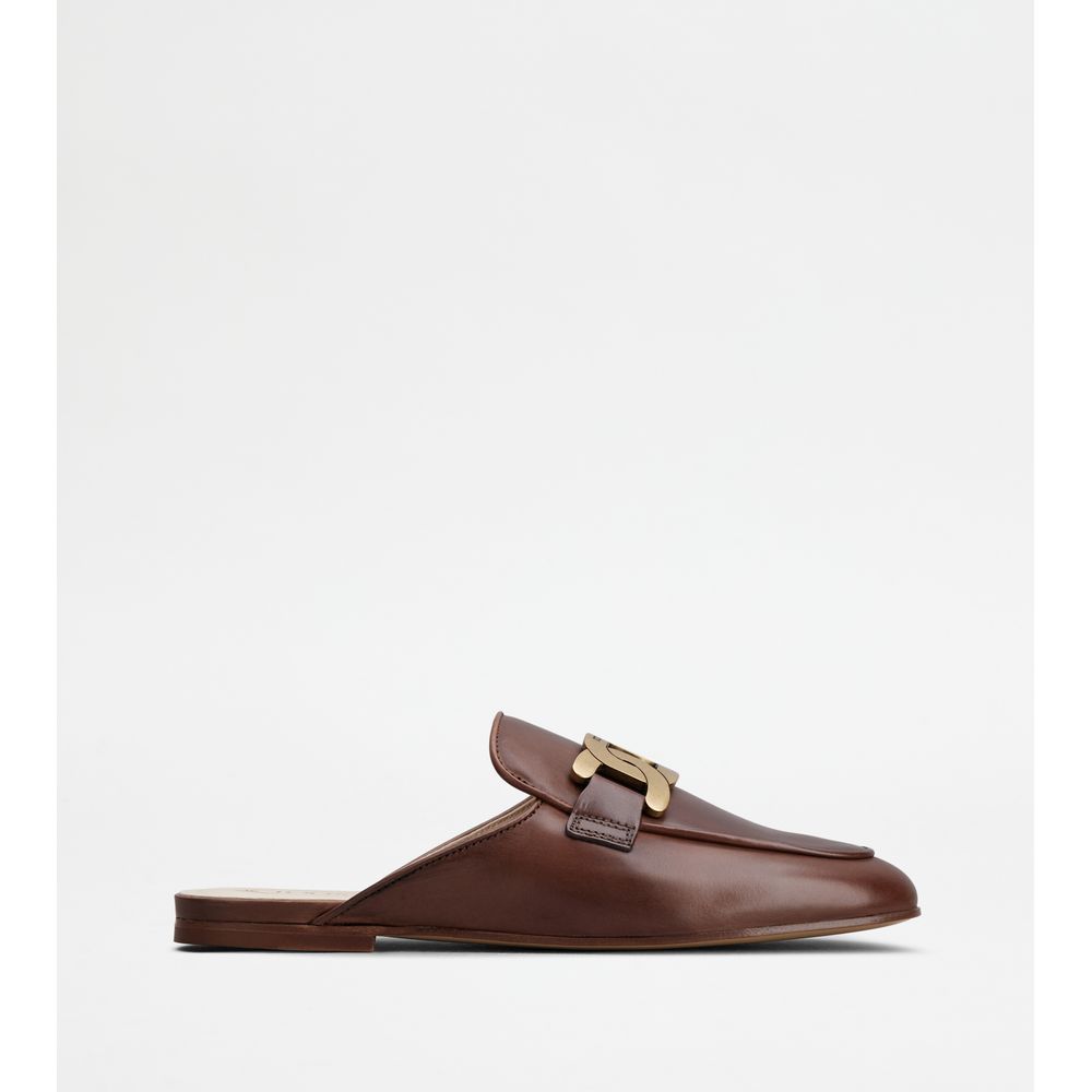 Tods Mules In Leather Brown Womens