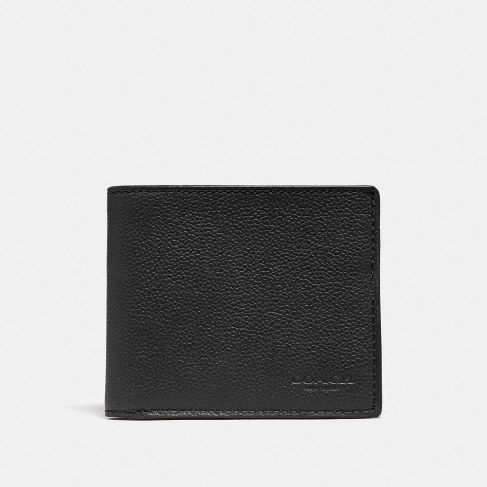 Id Billfold Wallet Pebbled Leather-Black Antique Nickel-Black Pebbled Leather-Black Antique Nickel-Black