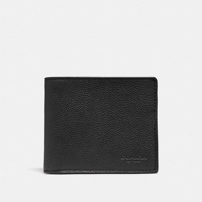 Id Billfold Wallet Pebbled Leather-Black Antique Nickel-Black Pebbled Leather-Black Antique Nickel-Black