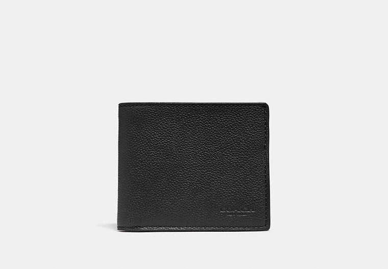 Id Billfold Wallet Pebbled Leather-Black Antique Nickel-Black Pebbled Leather-Black Antique Nickel-Black