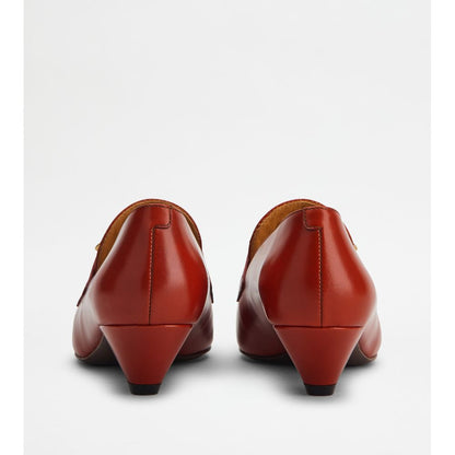 Tods Heeled Loafers In Leather Brown Womens