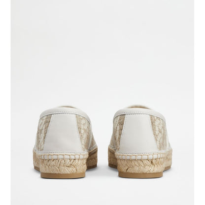 Tods Kate Espadrilles In Canvas And Leather Off White Beige Womens