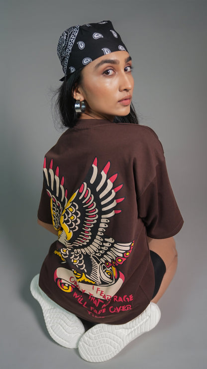 EAGLE EYE BROWN WOMEN’S OVERSIZED T-SHIRT