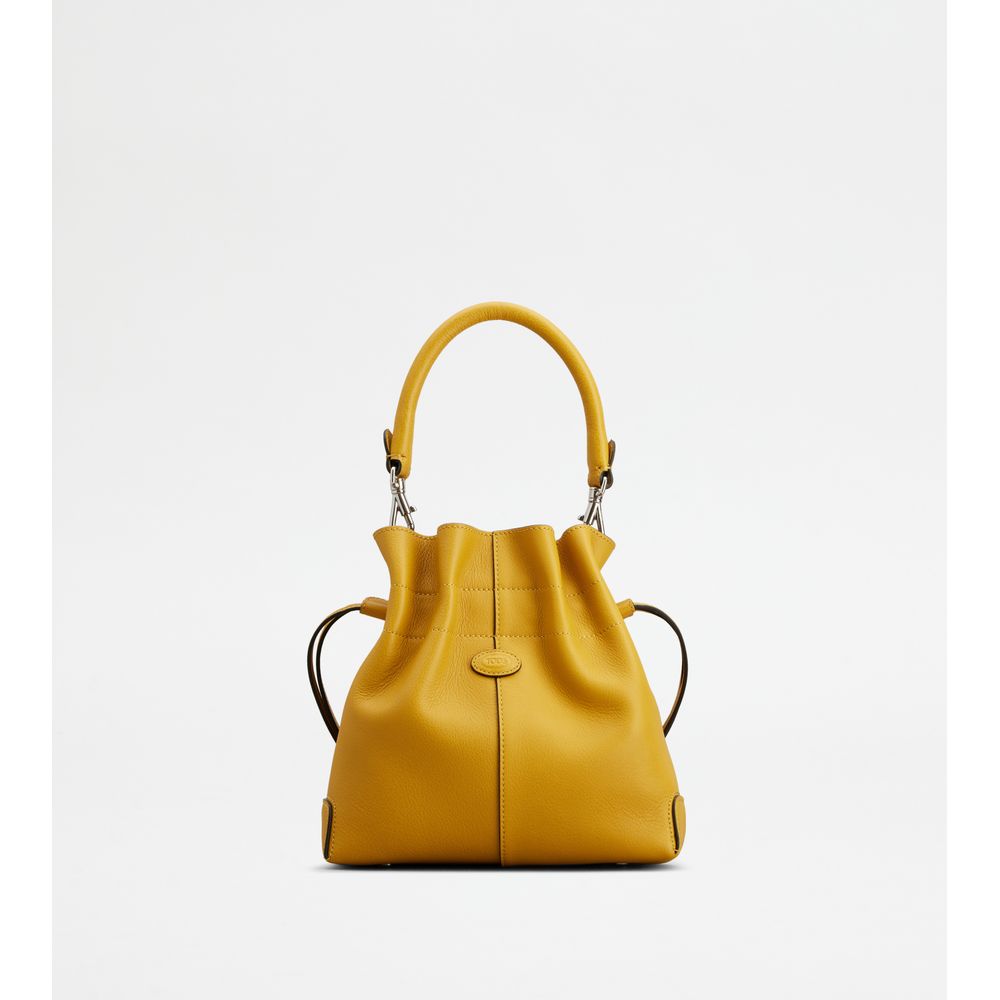 Tods Di Bag Bucket Bag In Leather Mini With Drawstring Yellow