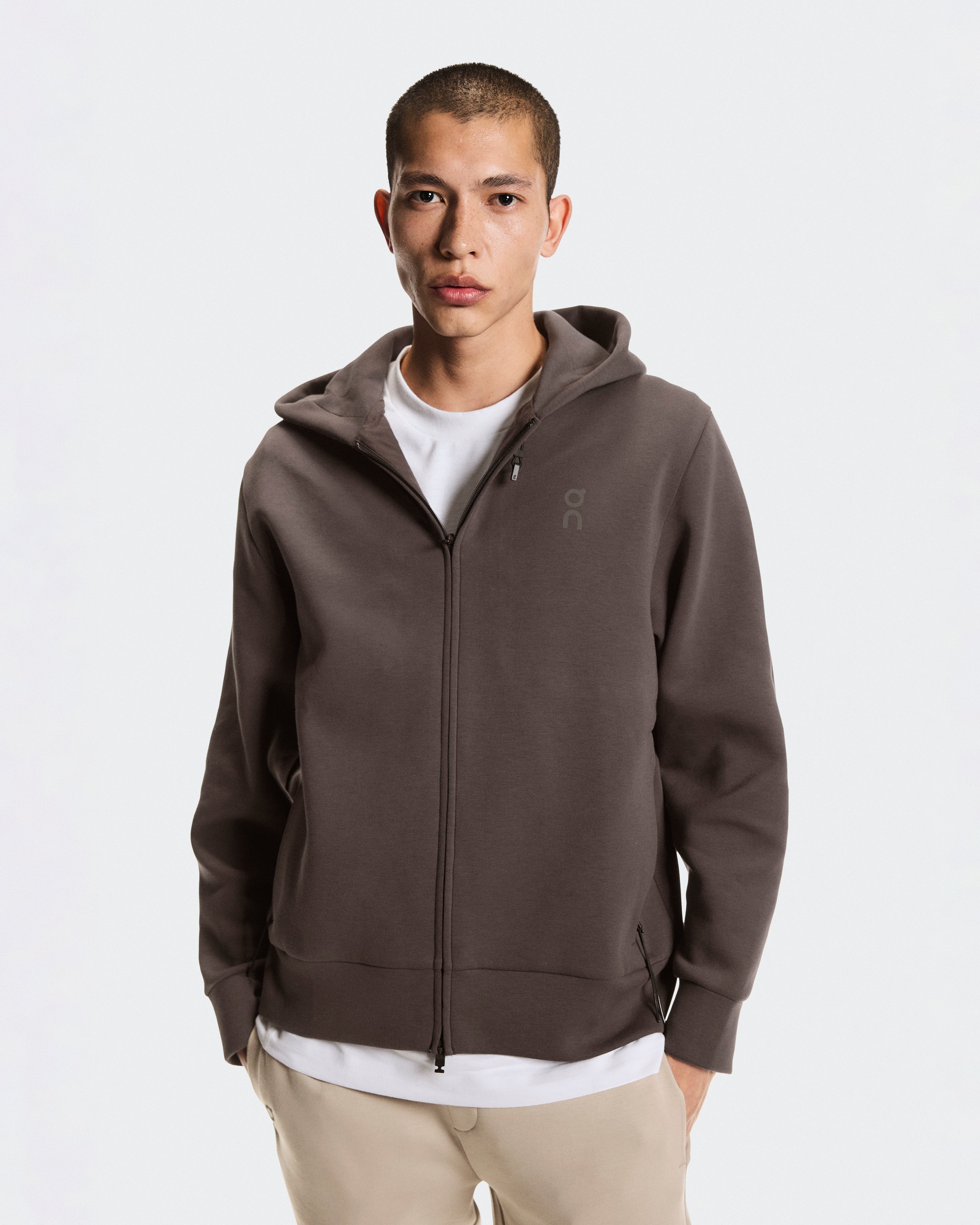 On Focus Tech Zip Hoodie Pebble