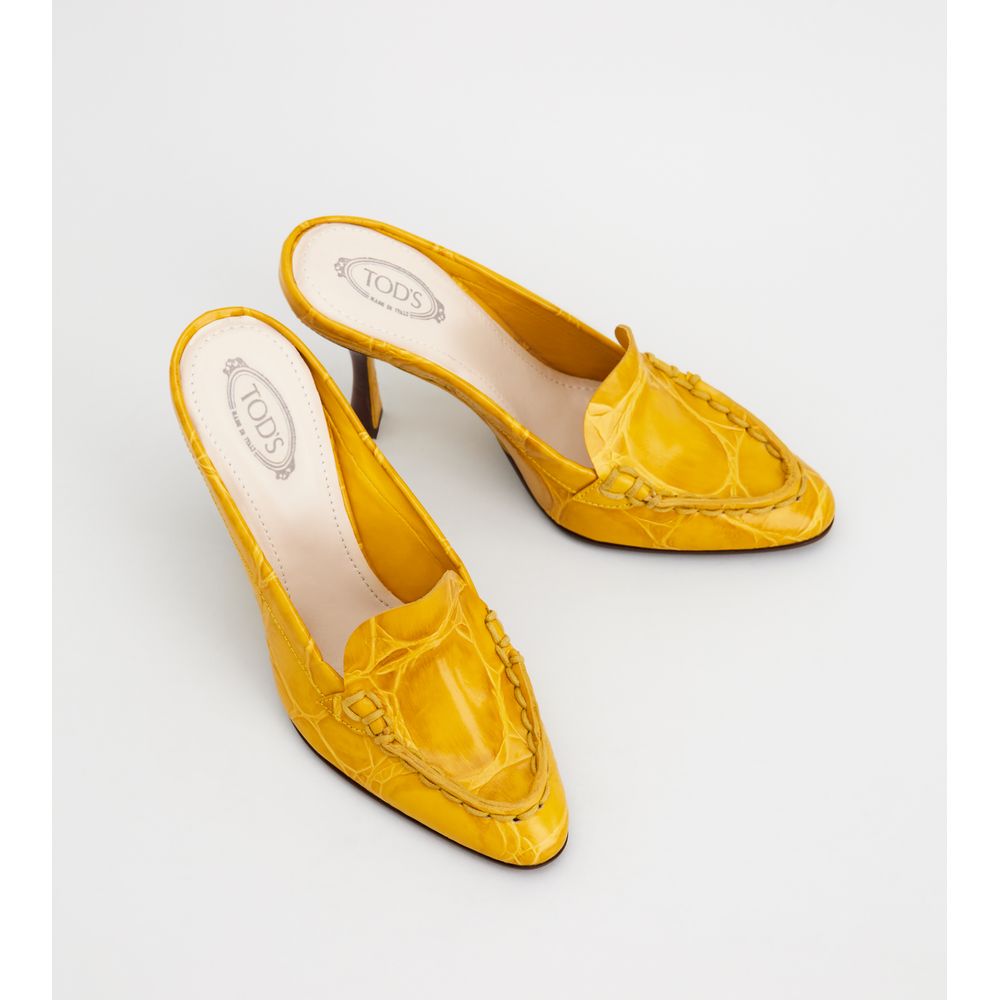 Tods Spiga Mules In Leather Yellow Womens