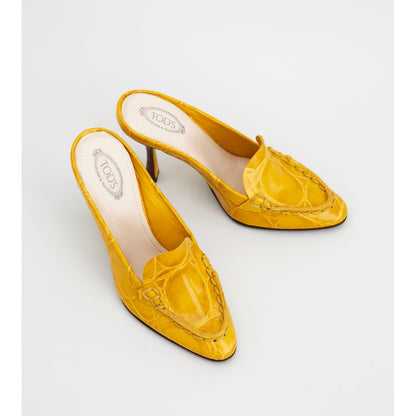 Tods Spiga Mules In Leather Yellow Womens