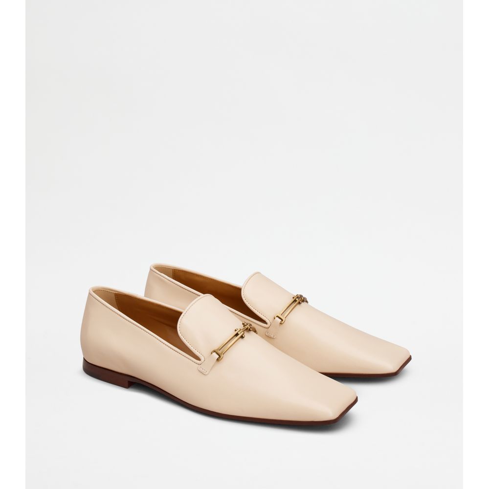 Tods Loafers In Leather Beige Womens