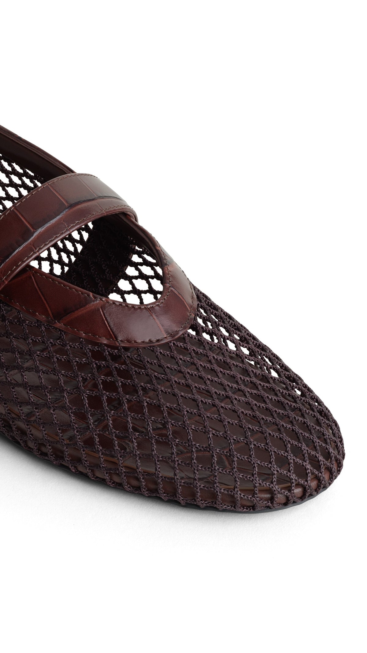 Alaïa Ballet Flats In Fishnet And Crocodile Embossed Calfskin
