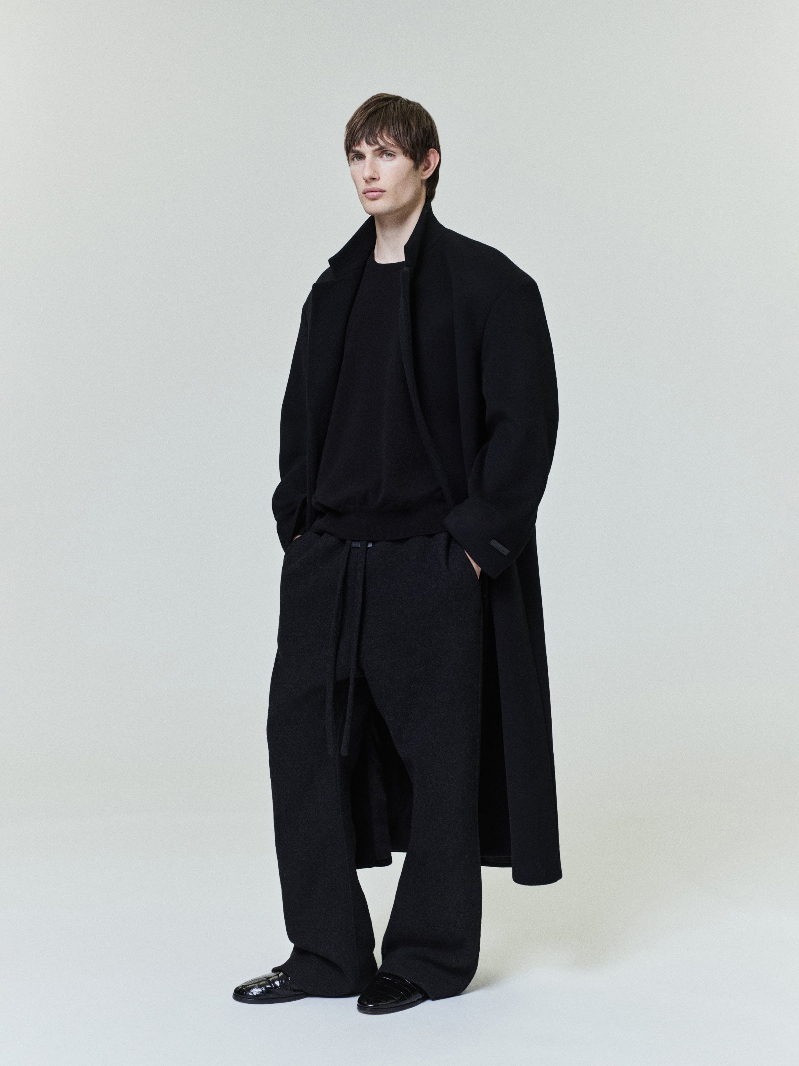 Essentials Melton Wool Relaxed Coat Black