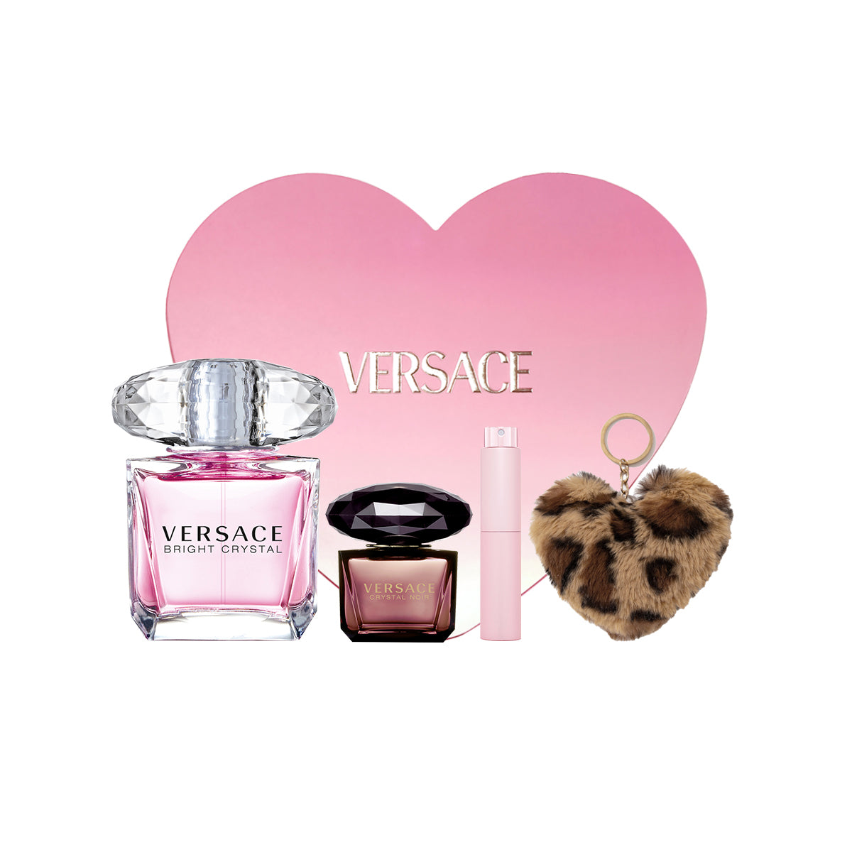 Versace Pink Crystal Diamond Women S Heart Shaped Box Clothing Sets Eau De Toilette Floral Fruity