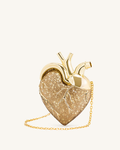 Jw Pei Maren Artificial Crystal Heart Shaped Bag Gold