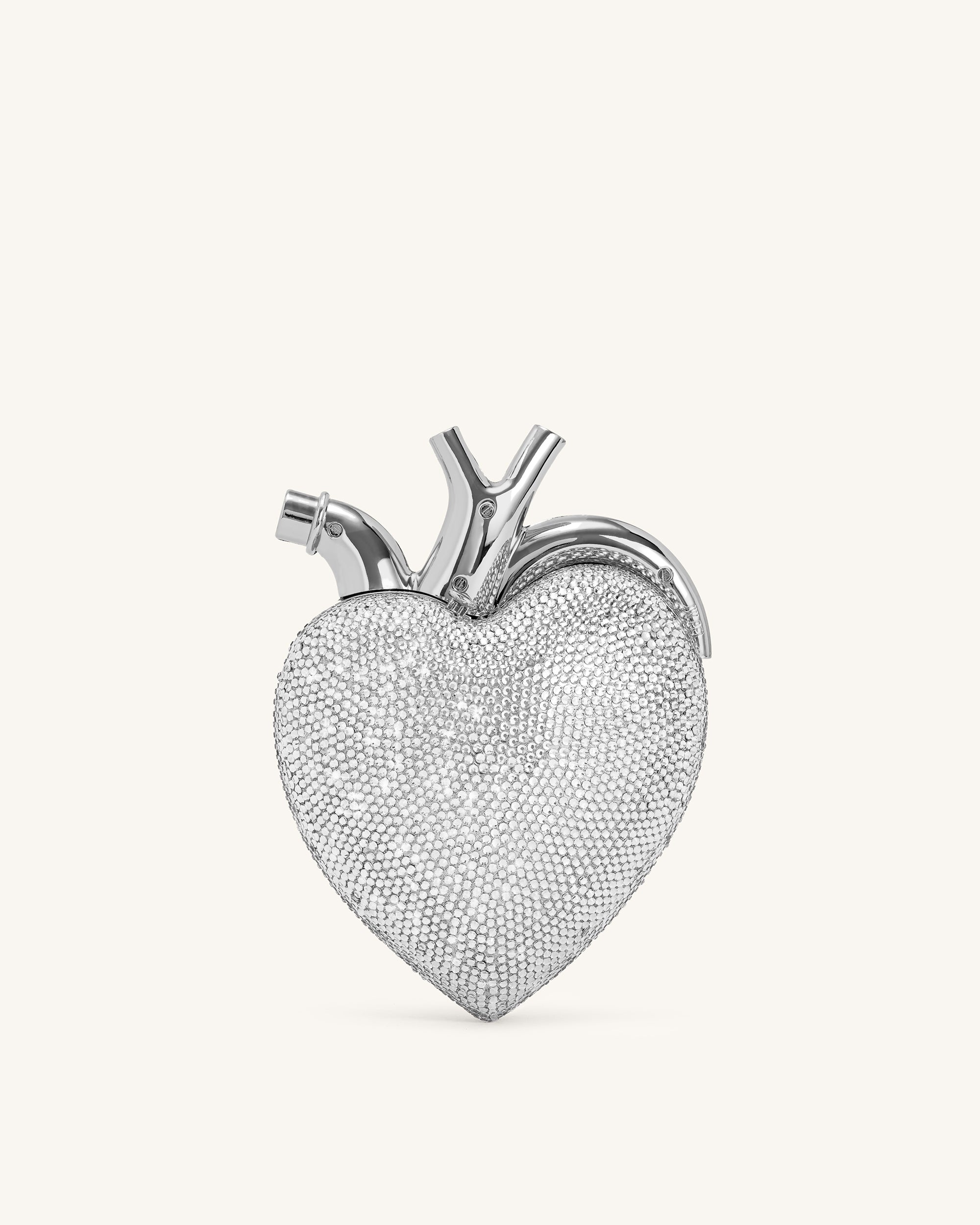 Jw Pei Maren Artificial Crystal Heart Shaped Bag Silver