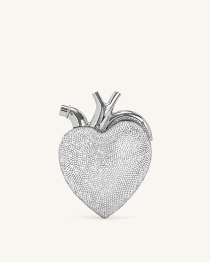 Jw Pei Maren Artificial Crystal Heart Shaped Bag Silver