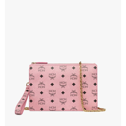 MCM Wristlet Standing Pouch W / Chain Strap in Visetos