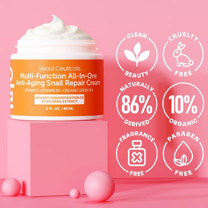 Seoul Ceuticals Korean Skin Care Multi-Function All-In-One Anti-Aging Snail Repair Cream