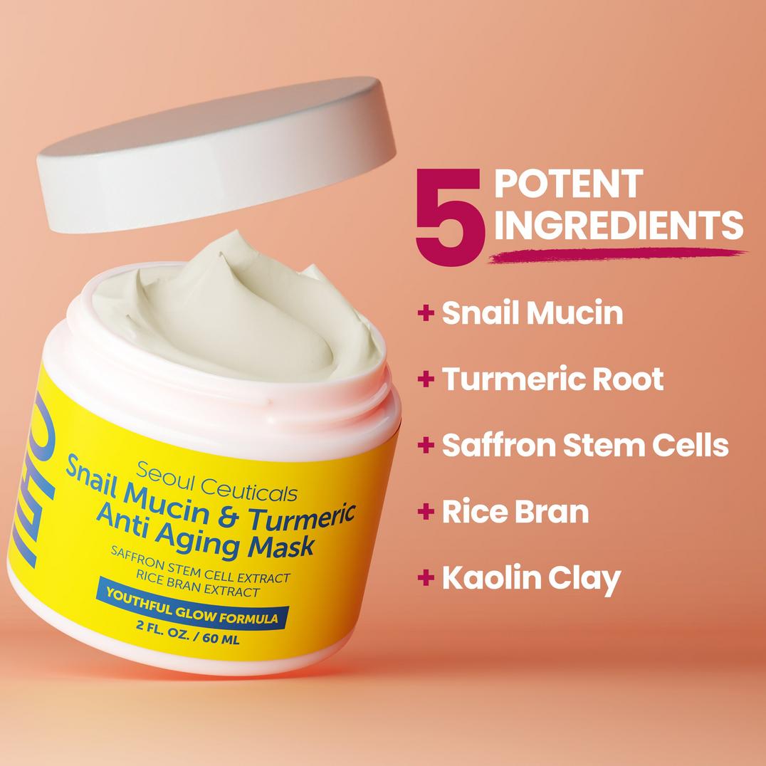 Seoul Ceuticals Korean Skin Care Snail Mucin & Turmeric Anti Aging Mask