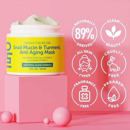 Seoul Ceuticals Korean Skin Care Snail Mucin & Turmeric Anti Aging Mask