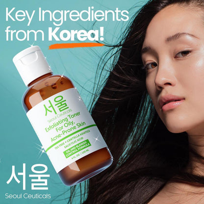 Seoul Ceuticals Korean Skin Care Exfoliating Toner for Oily, Acne-Prone Skin