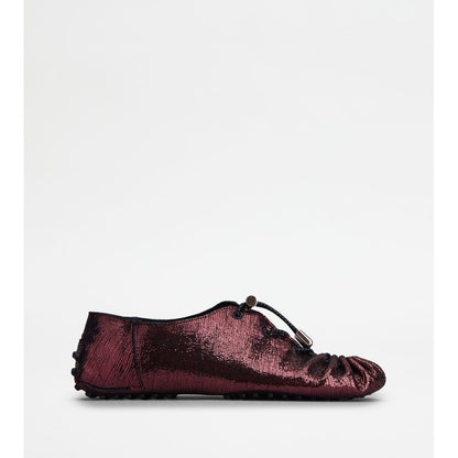 Tods Gommino In Leather With Drawstring Bordeaux Womens