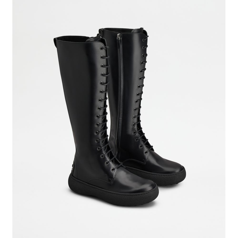 Tods W. G. Lace-Up Boots In Leather Black Womens