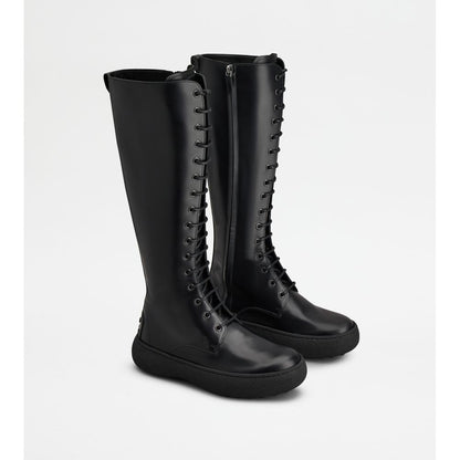 Tods W. G. Lace-Up Boots In Leather Black Womens