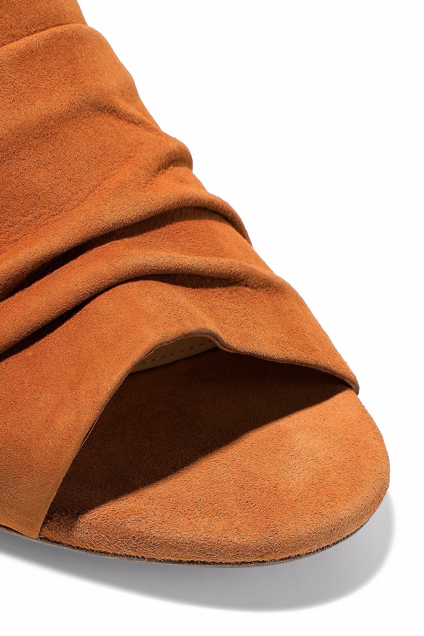Alexandre Birman Ruched Suede Mules Camel Women's
